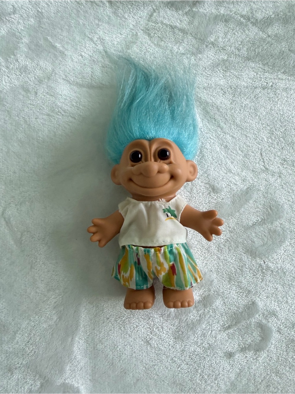 "Vintage 1990s RussBerrie Troll Doll Blue Hair Beach Tropical Shorts